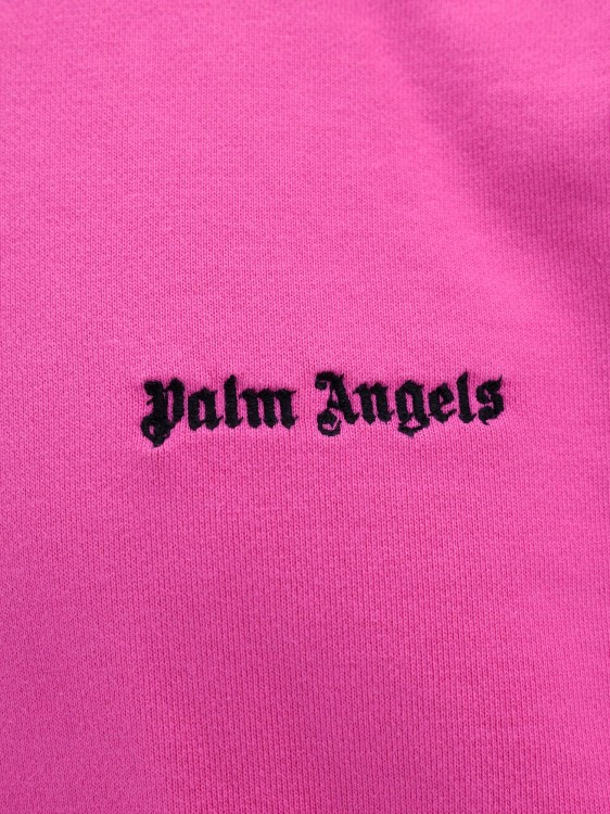 Shop Palm Angels Pink Cotton Sweatshirt With Logo Embroidery