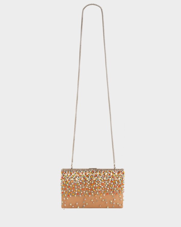 Shop Gemy Maalouf Bejeweled Coffee Clutch - Clutches In Brown