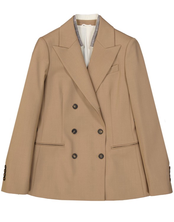 Shop Brunello Cucinelli Beige Wool Jacket In Brown