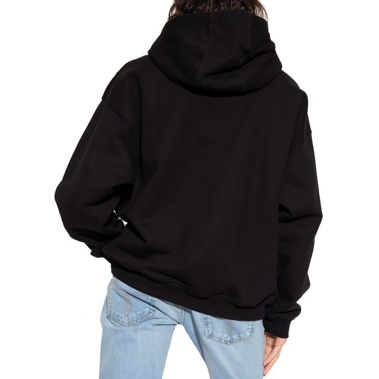 Shop Versace Hooded Patch Sweatshirt In Black