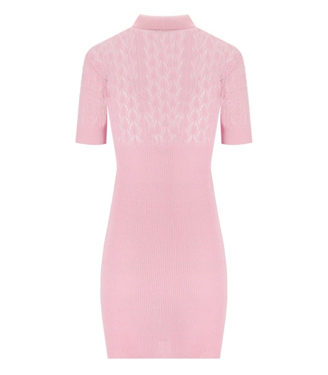 Shop Dsquared2 Pink Openwork Knitted Dress