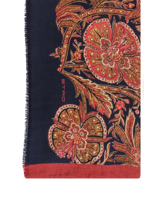 Shop Etro Floral Motif Cashmere And Silk Scarf In Brown