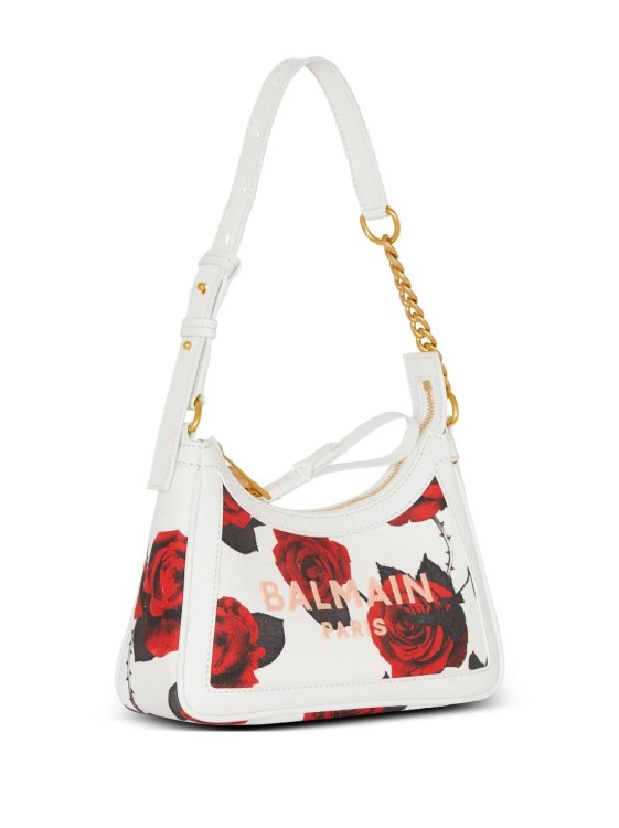 Shop Balmain B-army Rose-print White Bag
