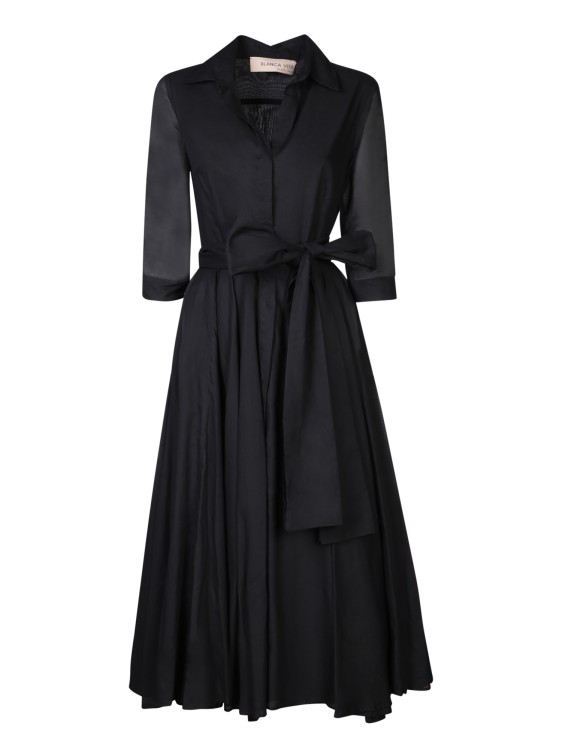 Shop Blanca Vita Black Cotton Muslin Shirt Dress