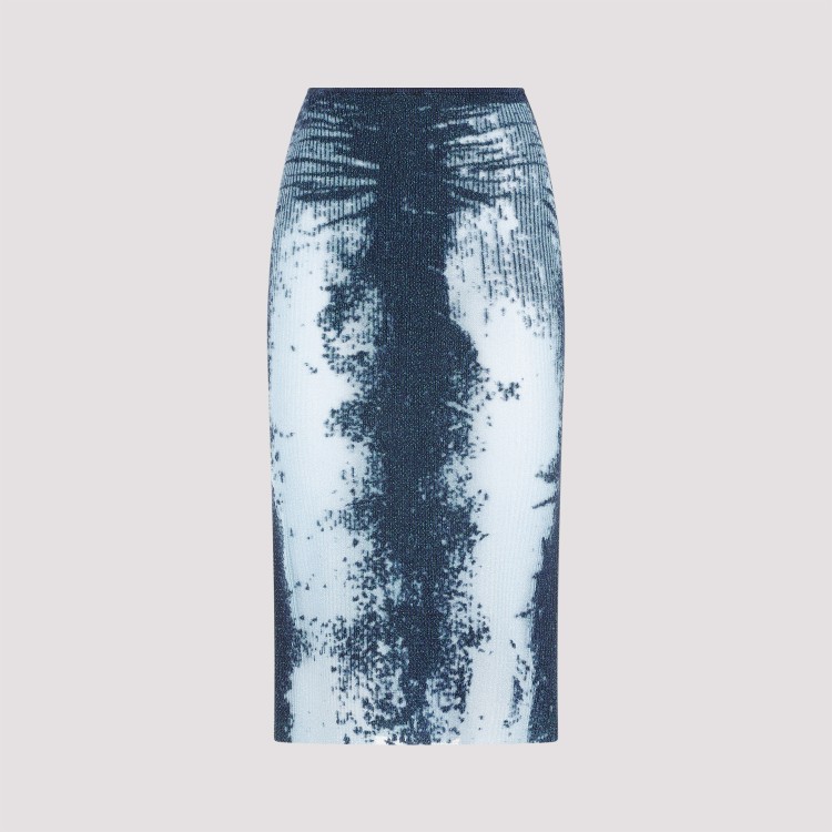 Diesel Blue Midi Skirt In Devor Metallic Knit In Blue