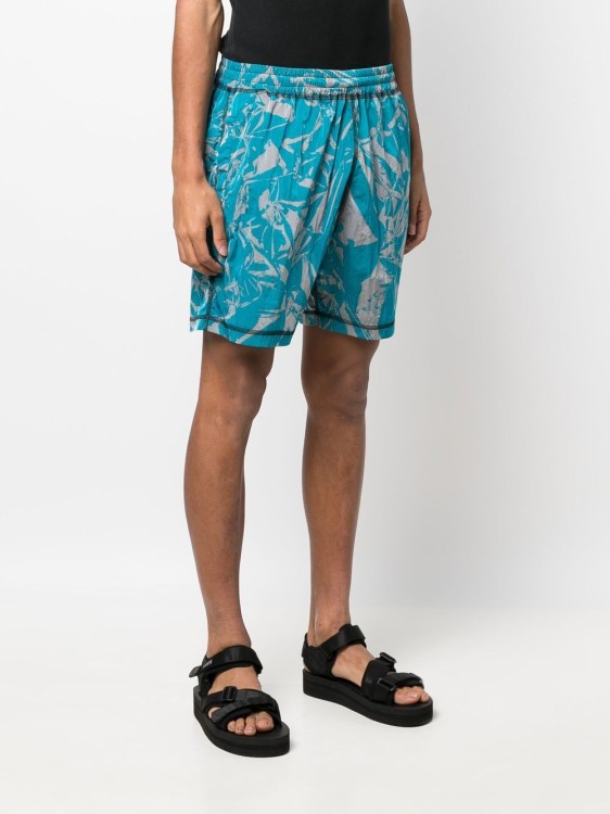 Shop Aries Abstract Pattern Elasticated Shorts In Blue