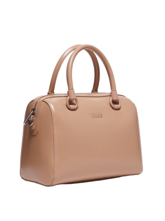 Shop Liu •jo Beige Pu Handbag In Pink