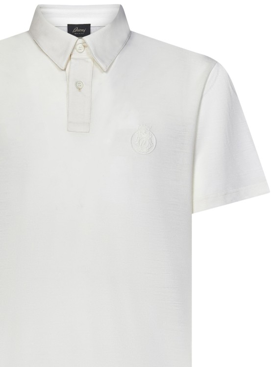 Shop Brioni Creamy White Polo Shirt