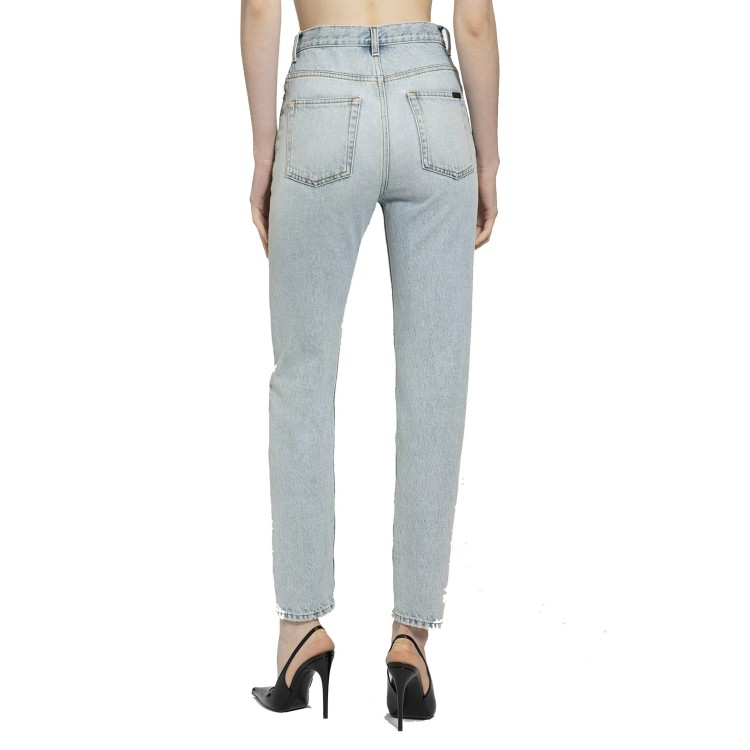 Shop Saint Laurent 80's Cropped Jeans In Blue