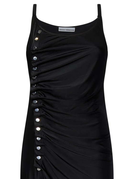 Shop Rabanne Long Black Dress In Stretch Viscose