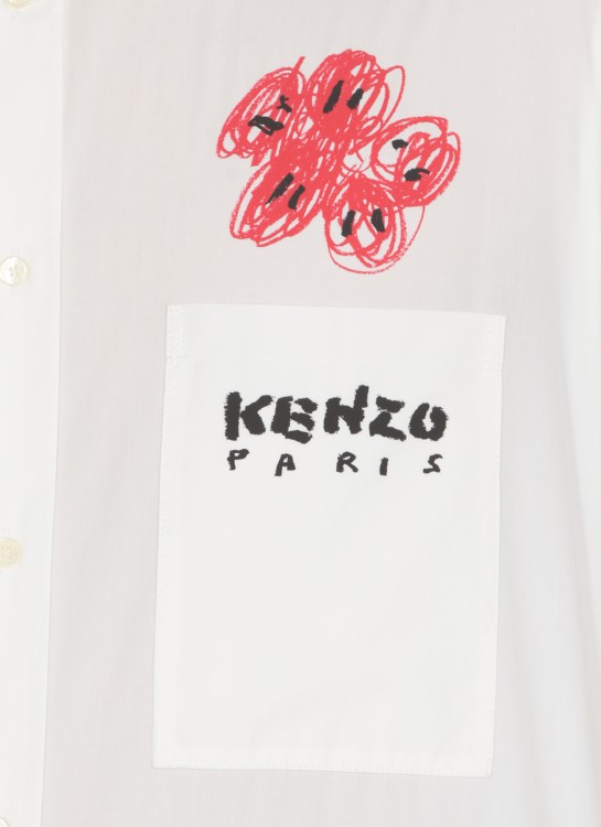 Shop Kenzo Drawn Varsity Shirt In White