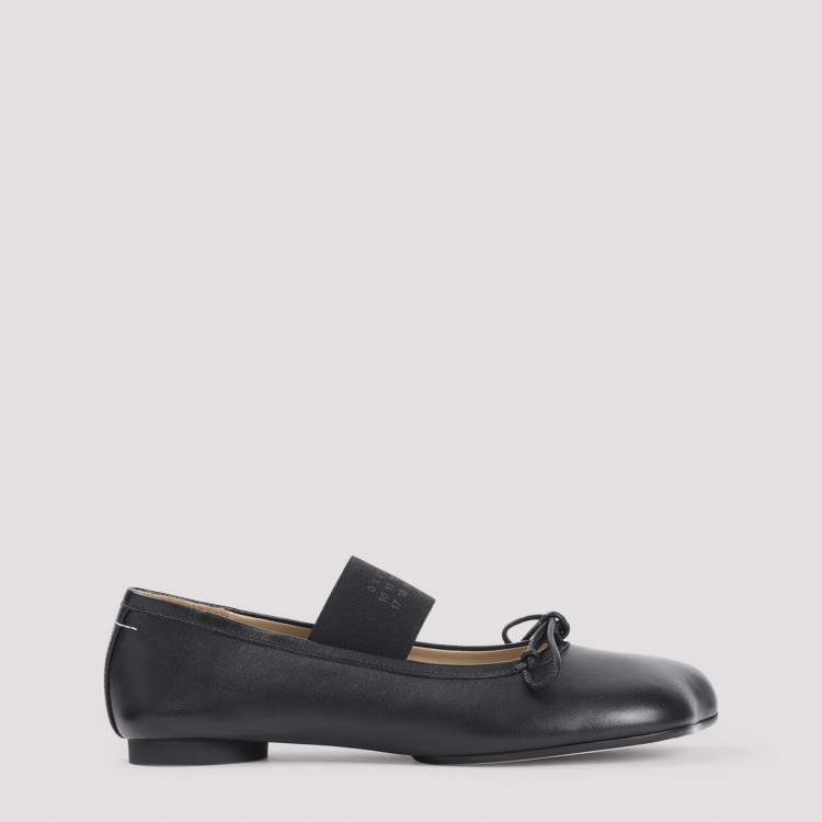 Mm6 Maison Margiela Smooth Leather Anatomical Ballerina In Black