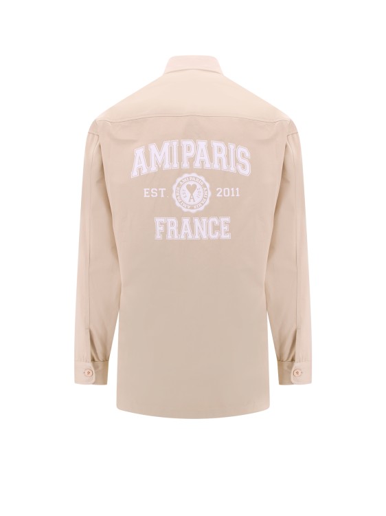 Shop Ami Alexandre Mattiussi Back Logo Print Cotton Shirt In Neutrals