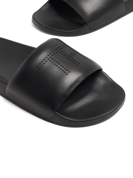 Shop Tom Ford Perforated-logo Leather Slides In Black