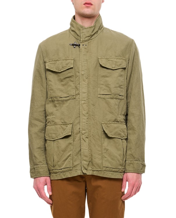 Shop Fay Cotton Linen Field Jacket In Green