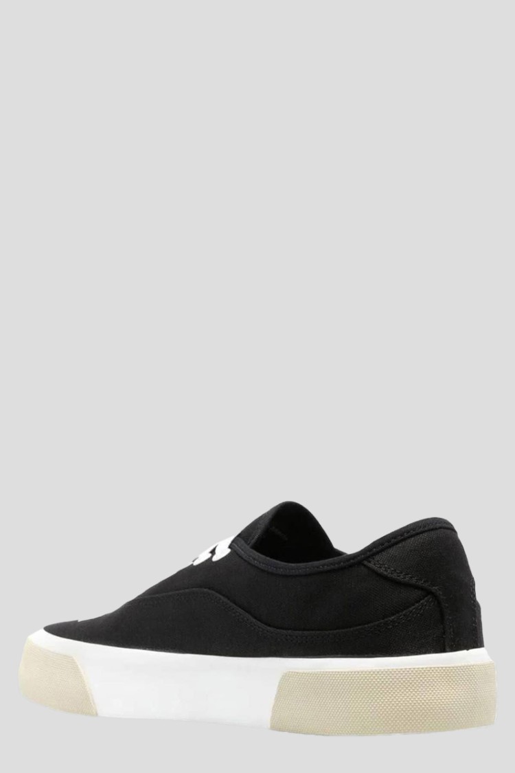 ★関税送料込★【Palm Angels】白マキシロゴ ブラック スリッパ Palm Angels Logo-print Slip-on Sneakers In Black White