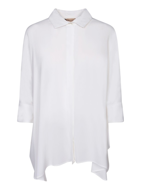 Shop Blanca Vita Silk Blend Shirt In White