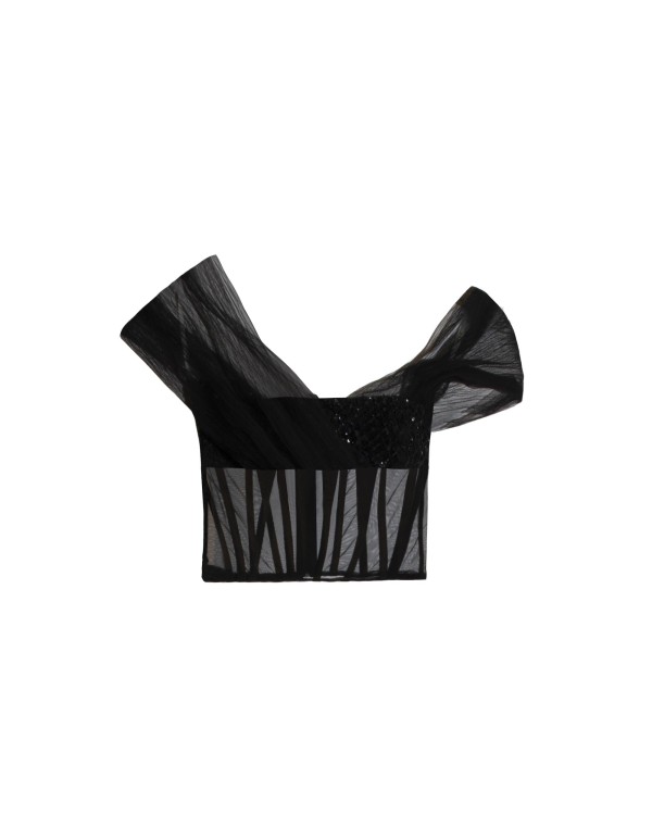 Gemy Maalouf Beaded Asymmetrical Corset - Tops In Black