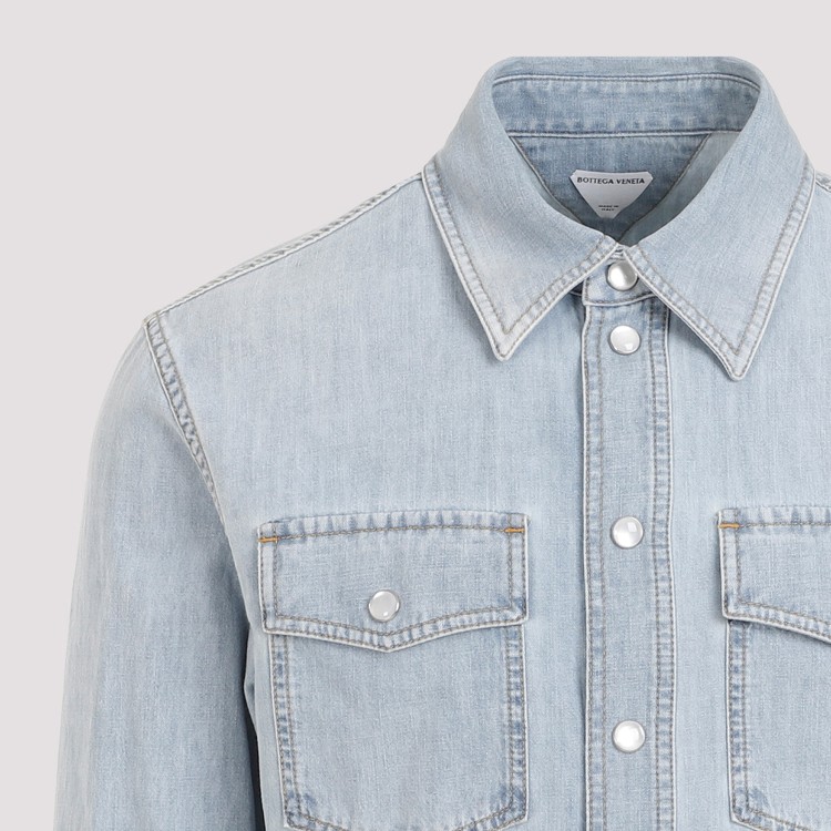 Bottega Veneta Bleached Light Denim Shirt In White