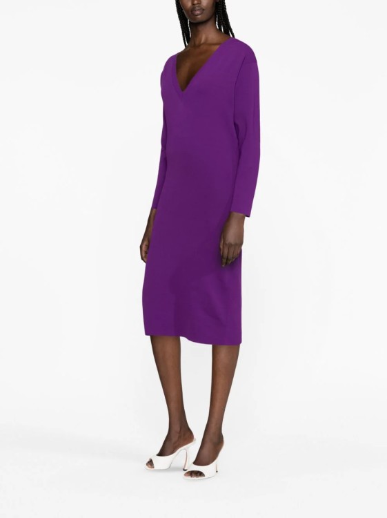 Shop Stella Mccartney Purple V-knit Midi Dress