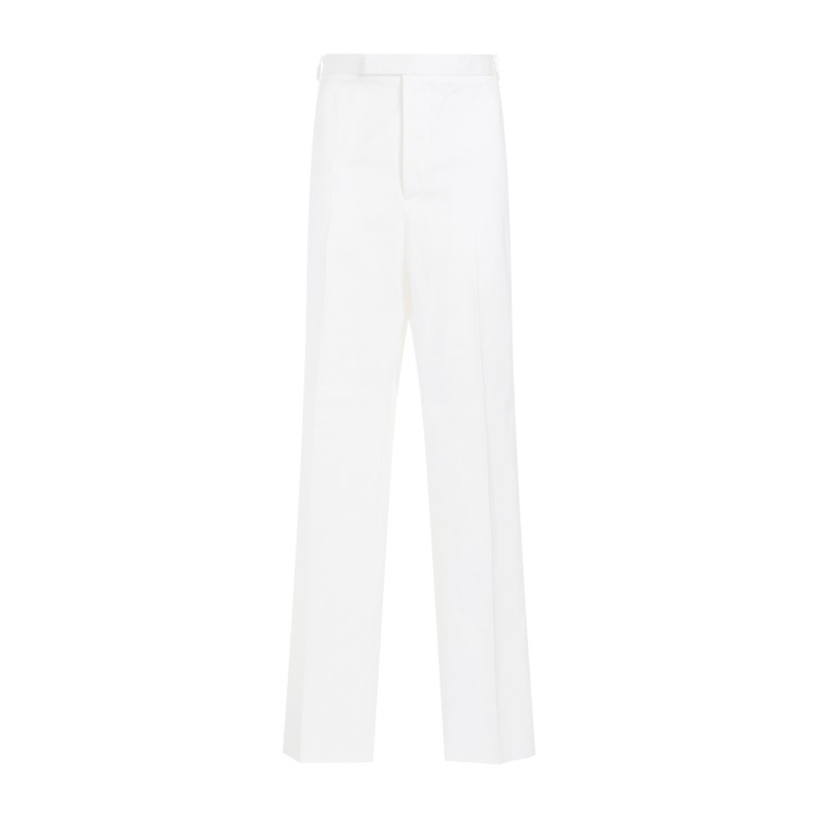 Shop Thom Browne Straight Leg White Cotton Chino Pants