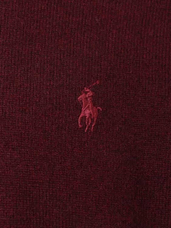 Shop Polo Ralph Lauren Wool Sweater With Embroidered Logo In Burgundy