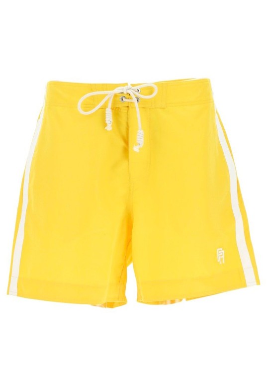 Shop Palm Angels Yellow Swim Shorts