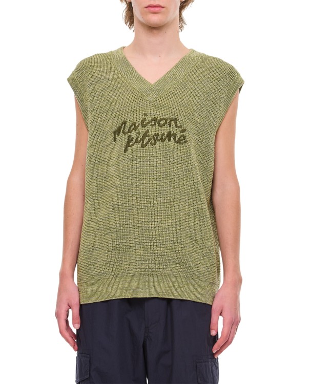 Shop Maison Kitsuné Handwriting Oversize Vest In Green