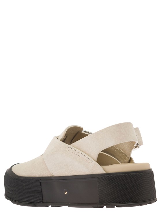 Shop Alexander Mcqueen Mount Slick' Beige Close-toe Sandals With Platform And Logo Engraved In Leather In Black