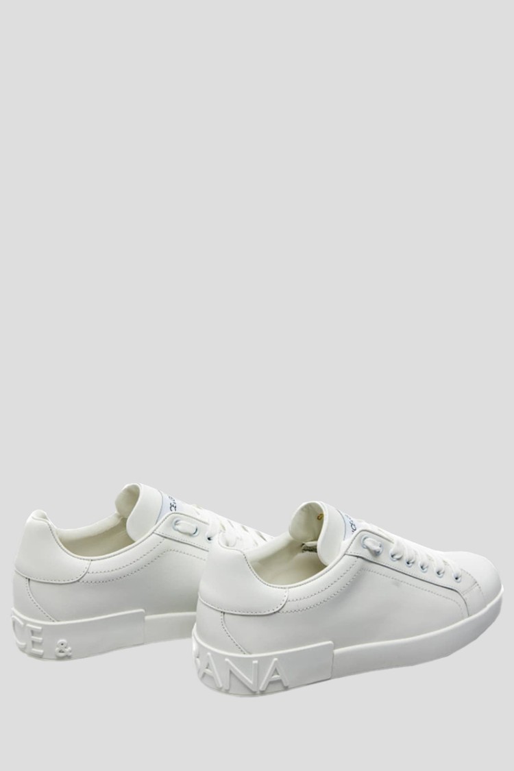Dolce & Gabbana Leather Sneakers With Logo In White
