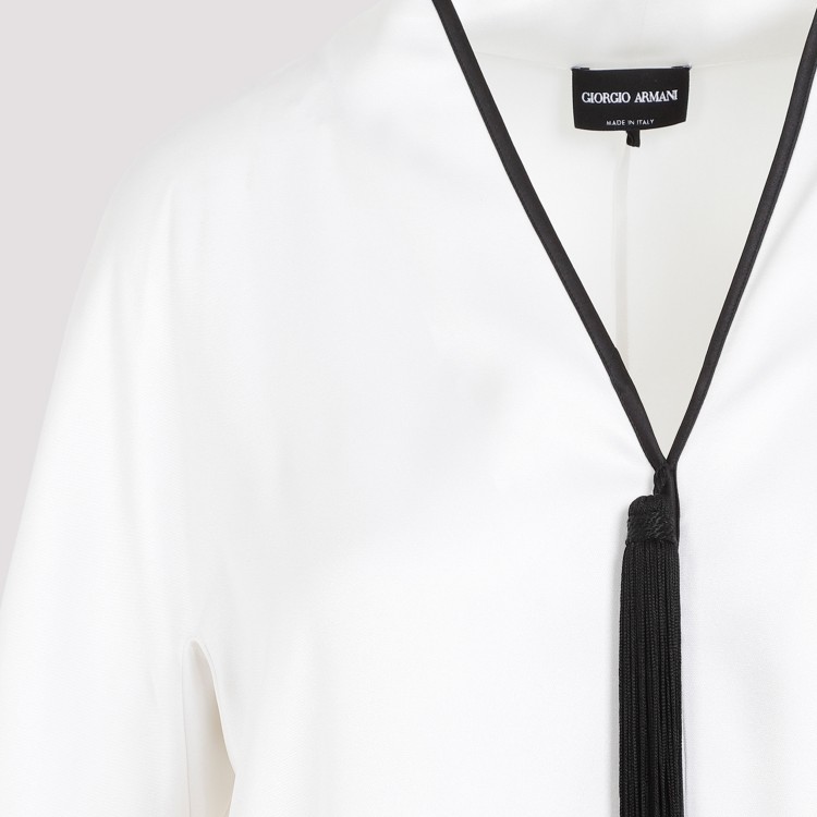 Shop Giorgio Armani White And Black Silk Shirt