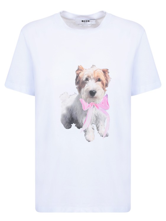 Shop Msgm Dog Print White T-shirt