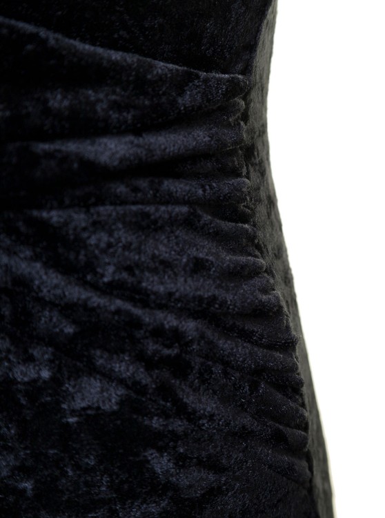 Shop Andamane Naomi' Blue Hooded Flared Jumpsuit In Crushed Velvet In Black