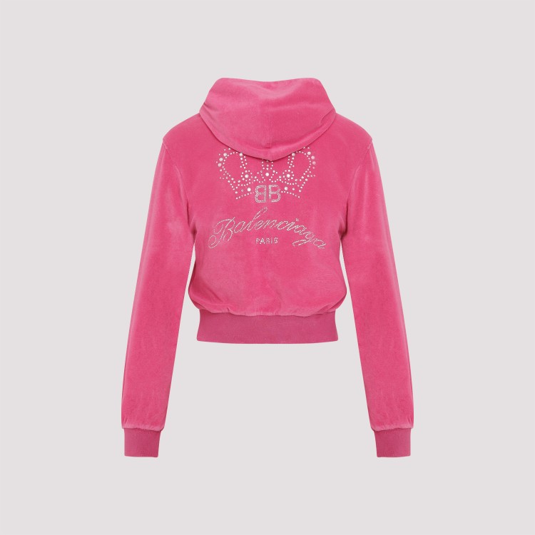 Balenciaga Women's Bb Motel Zip-up Hoodie Fitted In Dark Pink In Pink