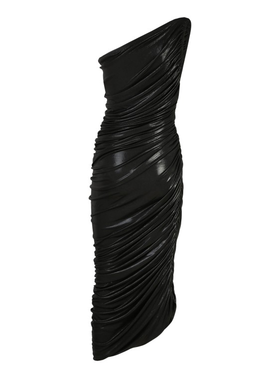 Shop Norma Kamali One-shoulder Dress With Ruched In Black