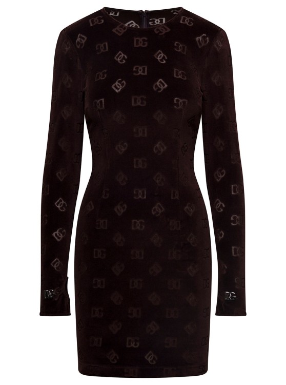 Shop Dolce & Gabbana Dg Velvet Lon G Sleeves Dress In Black