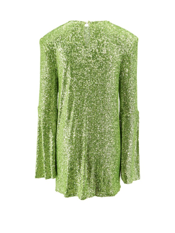 Shop Nervi Mini Dress With Sequins And Knot On The Front In Green