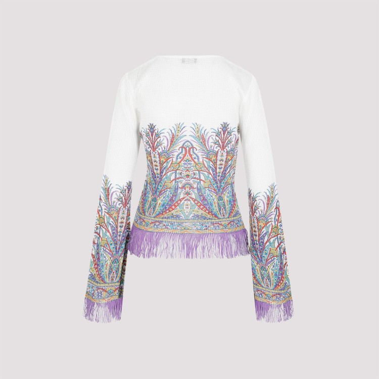 Etro Fringed Knitted Top In White
