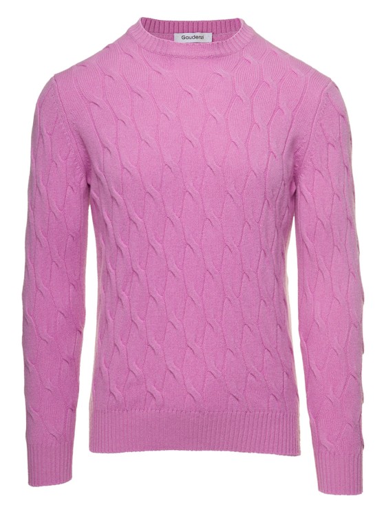 Gaudenzi Pink Cable Knit Sweater In Wool And Cashmere