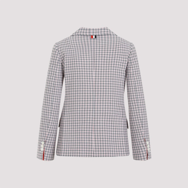 Thom Browne Checked Single-breasted Blazer In Grey