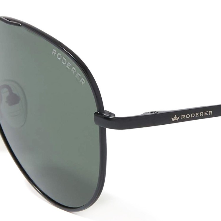 Shop Roderer James Aviator Polarized Sunglasses - Black Matt / Green