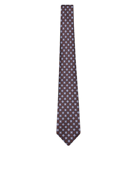 Kiton Brown/blue Patterned Tie In Grey