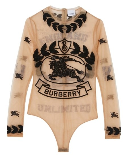 Burberry Ekd Embroidered Bodysuit In Neutrals