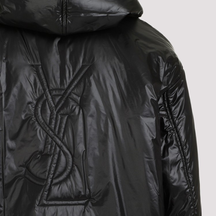 Saint Laurent Cassandre Oversized Hooded Coat In Black