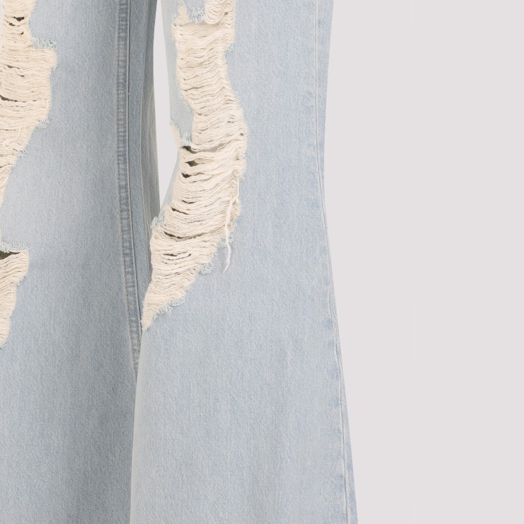 Shop Egonlab Destroyed Washed Denim Cotton Jeans In Blue