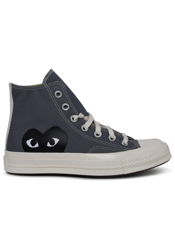 Comme Des Garcons X Converse High Top Grey Canvas Sneakers In Multi
