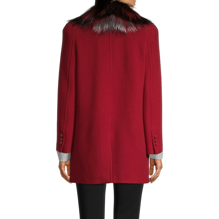 Shop Fendi Fur Collar Wool Coat In Red