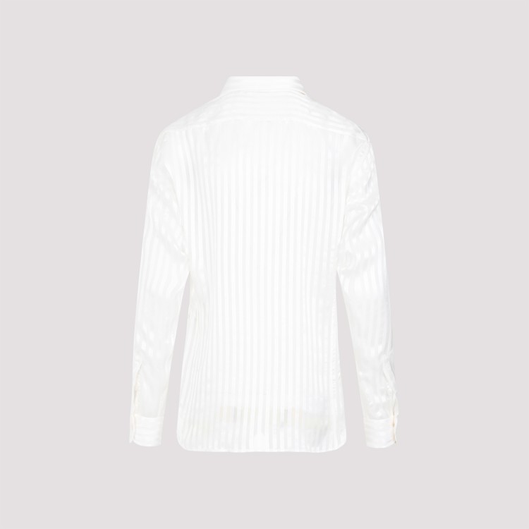 Shop Tom Ford White Ecru Silk Striped Shirt