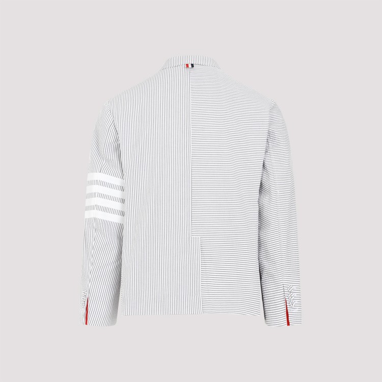 Shop Thom Browne Seersucker Medium Grey Cotton Jacket In White