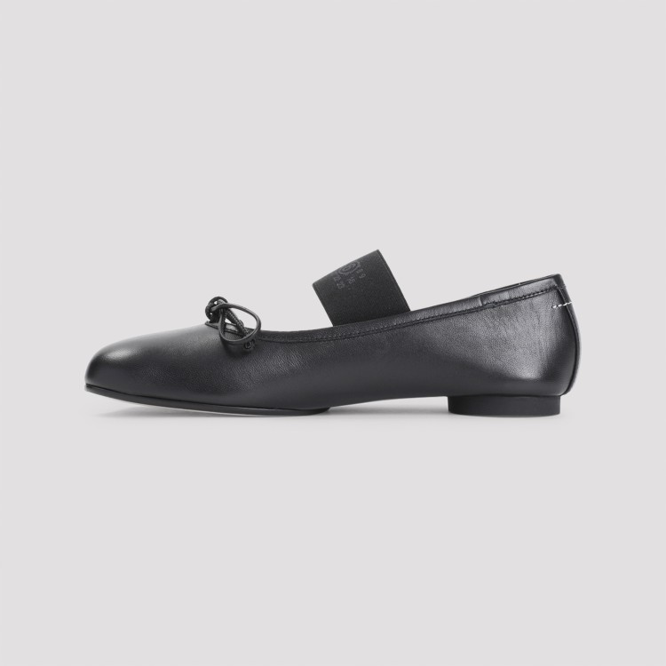 Mm6 Maison Margiela Smooth Leather Anatomical Ballerina In Black